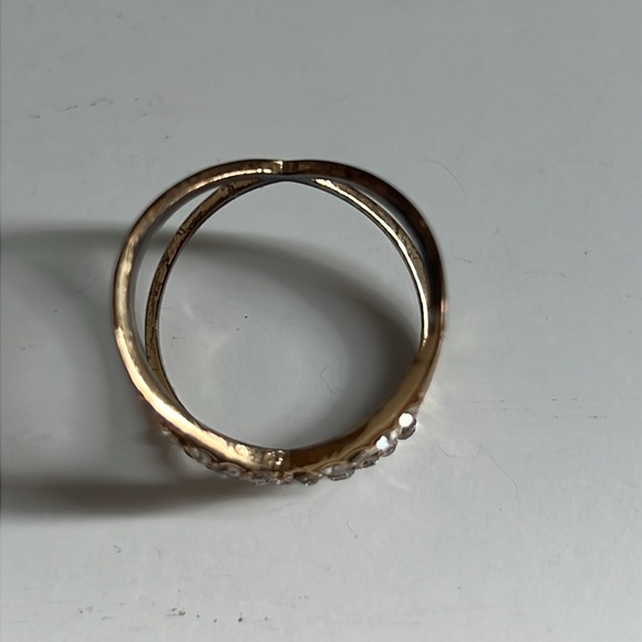 Pave Gold Crystal x ring size 7 - Picture 3 of 14